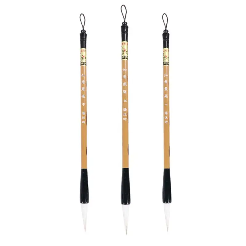 

3Pcs Excellent Wolf Hair Chinese Caligraphy Kanji Japanese Sumi Drawing Brush(Size S M L)