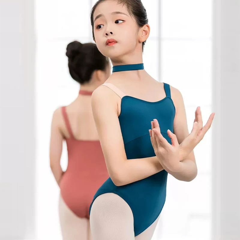 

Ballerina Leotard Girls Bodysuit Ballet Children Teen Rhythmic Gymnastic Wide Strap Dancewear Kids Chocker New Dance Wear