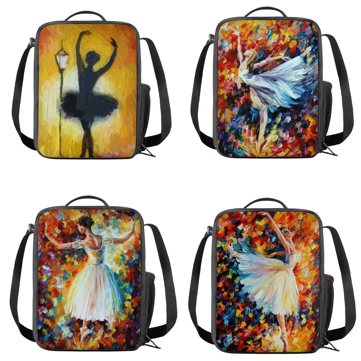 

Oil Painting Ballerina Girl Design Portable Kids Lunch Boxes for Child Lunch Bags Thermal Insulated Bento Lunchboxes Containers