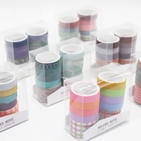 10 pcsset basic solid color masking tape decorative adhesive tape washi tape rainbow color sticker scrapbook diary stationery