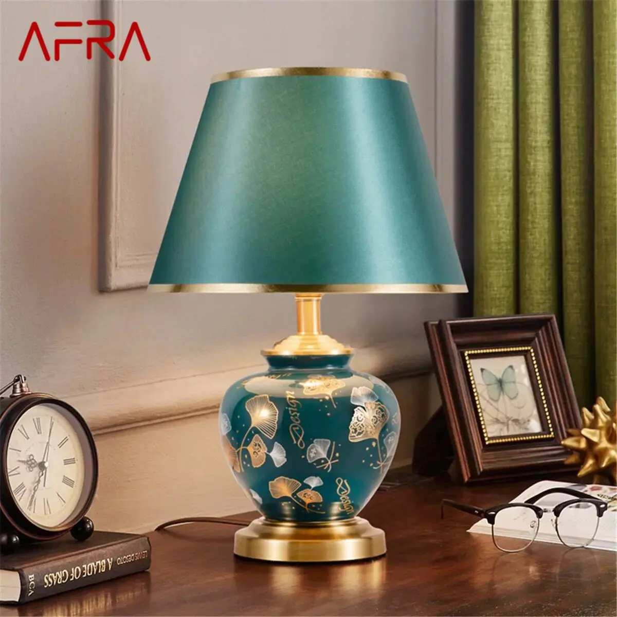 Современная Зеленая Керамическая Настольная лампа AFRA светодиодный креативный