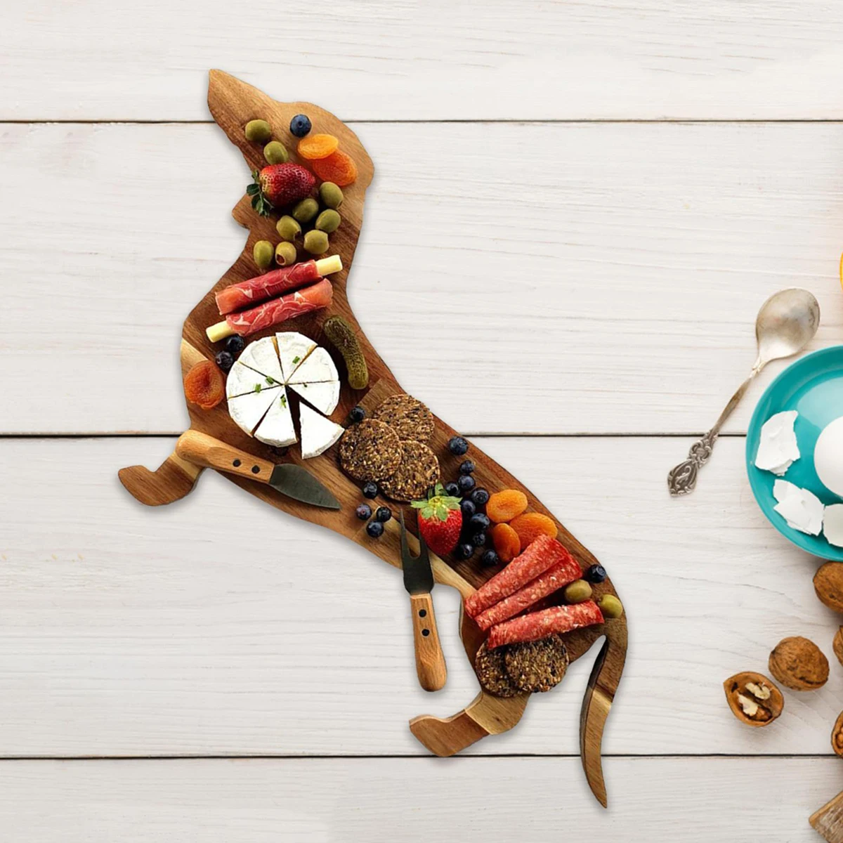 Доска для напитков, деревянная обеденная тарелка, милая сервировочная тарелка в форме таксы, собаки, забавная доска для колбасных изделий, С...