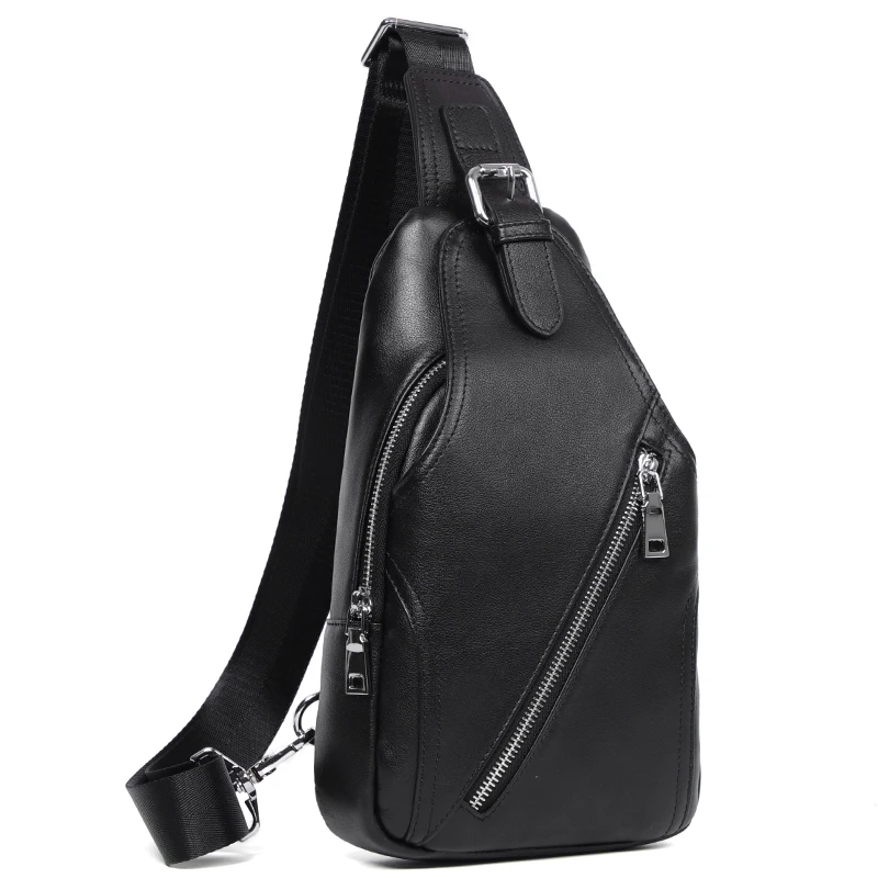 Мужская Модная Сумка Через Плечо На Груди Водостойкая Натуральная Кожа