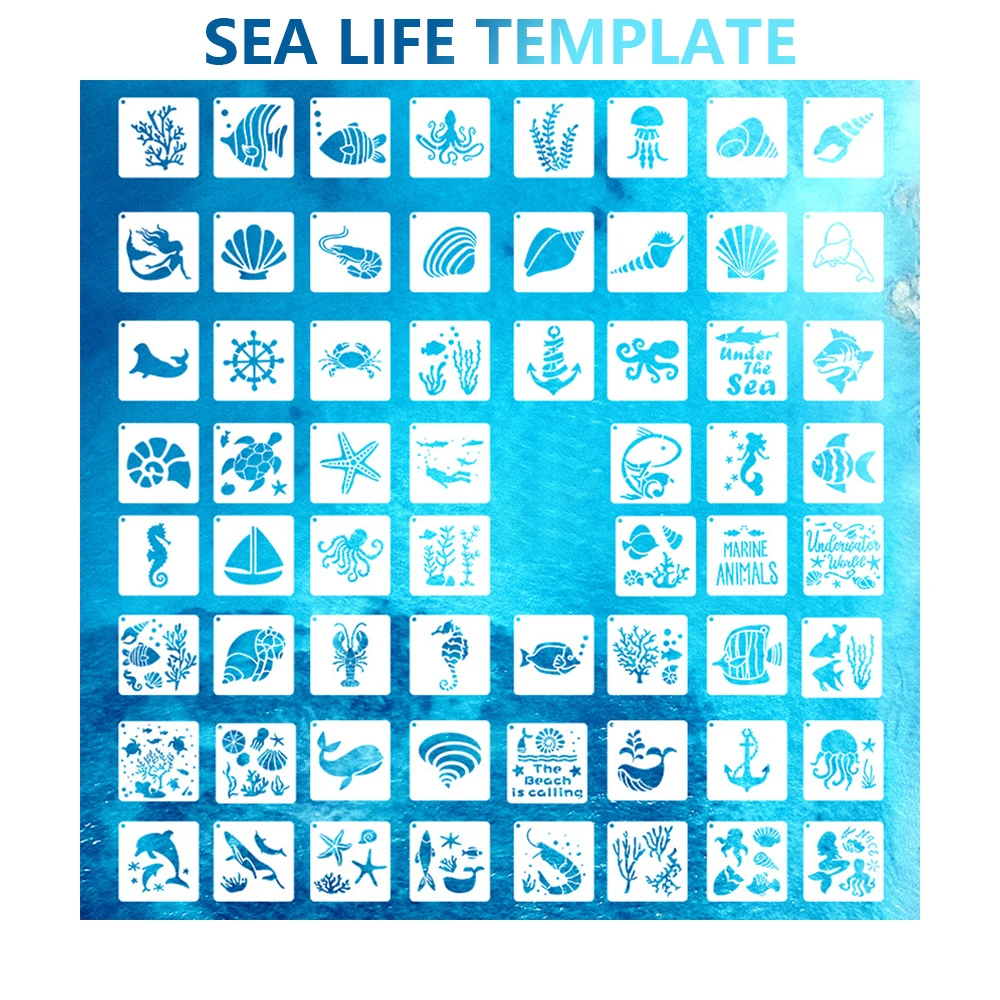 

62 шт. полая картина морских животных шаблон существо шаблон домашний декор