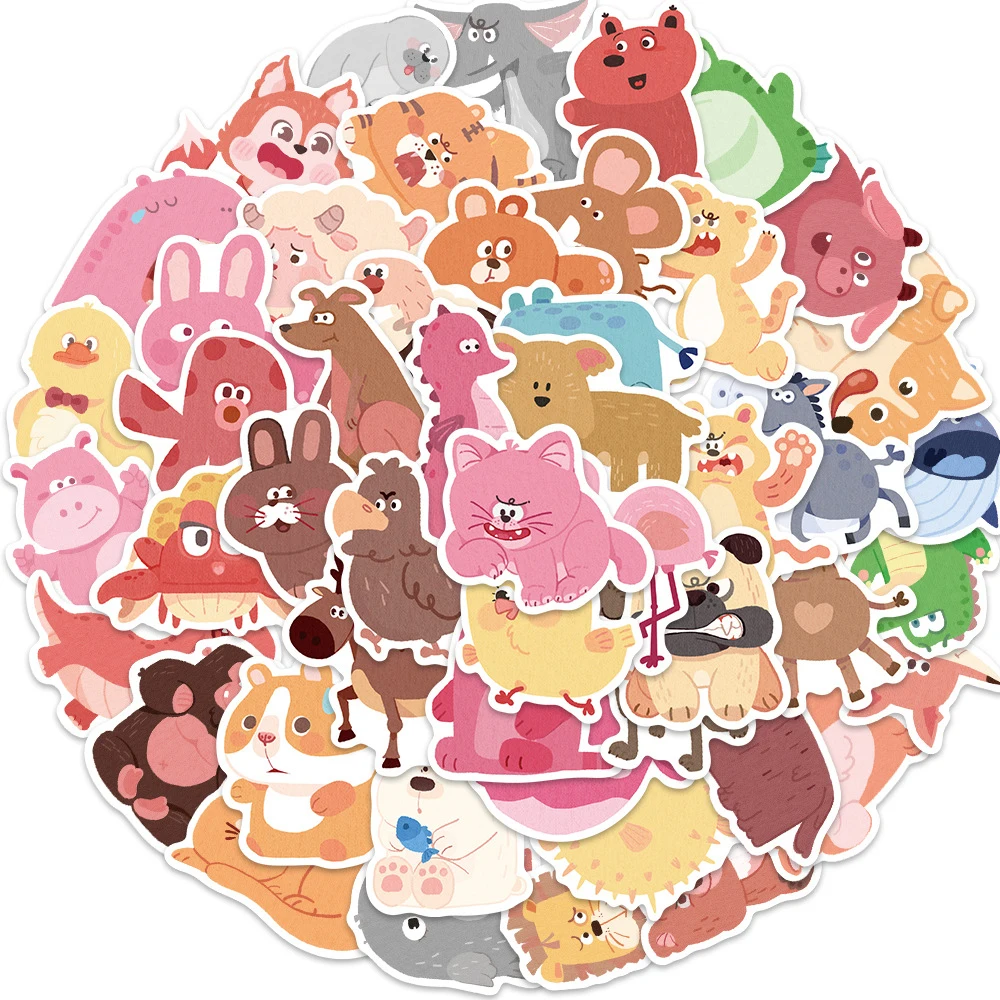 10/30/50 pièces drôle Animal monde autocollants mignon dessin animé autocollant Scrapbooking guitare cahier valise Graffiti décalcomanies jouets