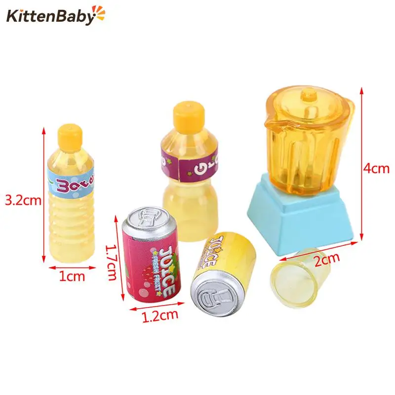 

6Pcs/Set 1:12 Dollhouse Miniature Juicer Drink Bottle Cup Kitchen Kitchenware Pretend Doll House Food Kitchen Toy Accessories