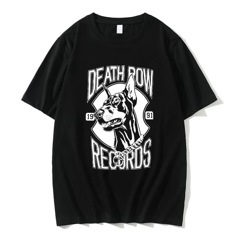 

Death Row Records Tshirt Dobermann Graphic Crewneck T-shirt Hip Hop Snoop Doggy Dogg T Shirts Tupac 2pac Tshirt Men Cotton Tees