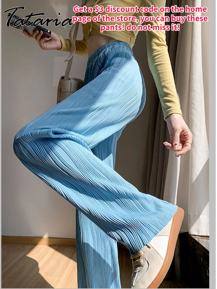 

Blue Water Ripples Ice Silk Pants for Women 2022 Summer High Waist Sag Wide Leg Trousers Women's Straight Stacked Baggy Pants