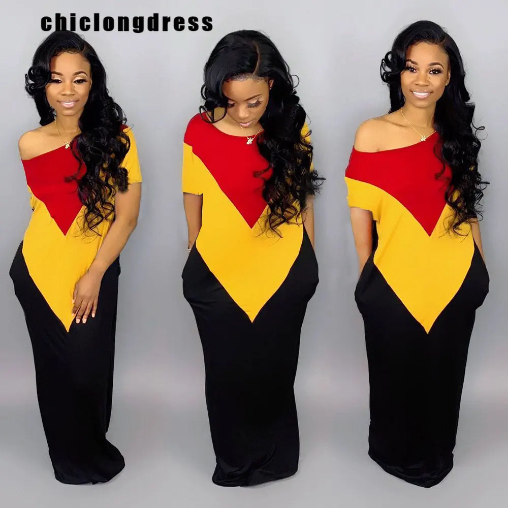 

European and American Women's Casual Loose Color Matching Dress