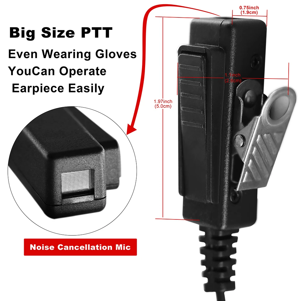 D-type wire-coil large PTT interphone earphone two-way monitor earphone is suitable for Baofeng UV-3R, UV-5R and other models