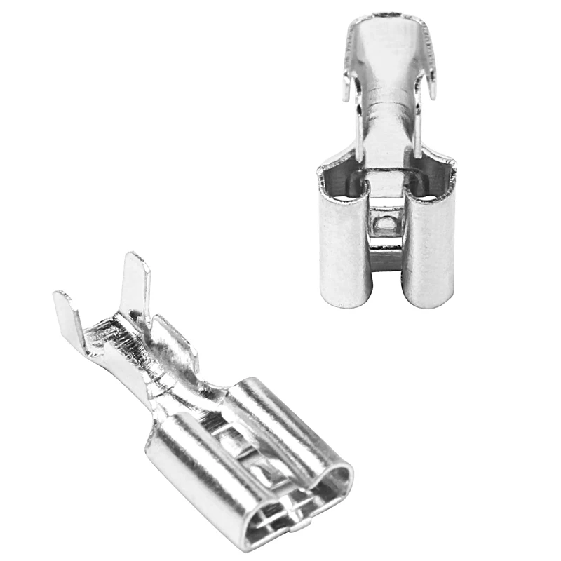 

100 x 6.3mm Uninsulated Female Spade Push On Crimp Terminal Non Insulated 2.5 square millimeter