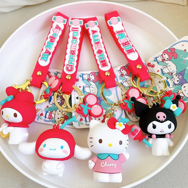 

Брелок для ключей Sanrio Cinnamoroll, подлинный кулон для рюкзака Kuromi Hello Kitty, аксессуары Kawaii, мой стиль, брелок для автомобиля, подарки