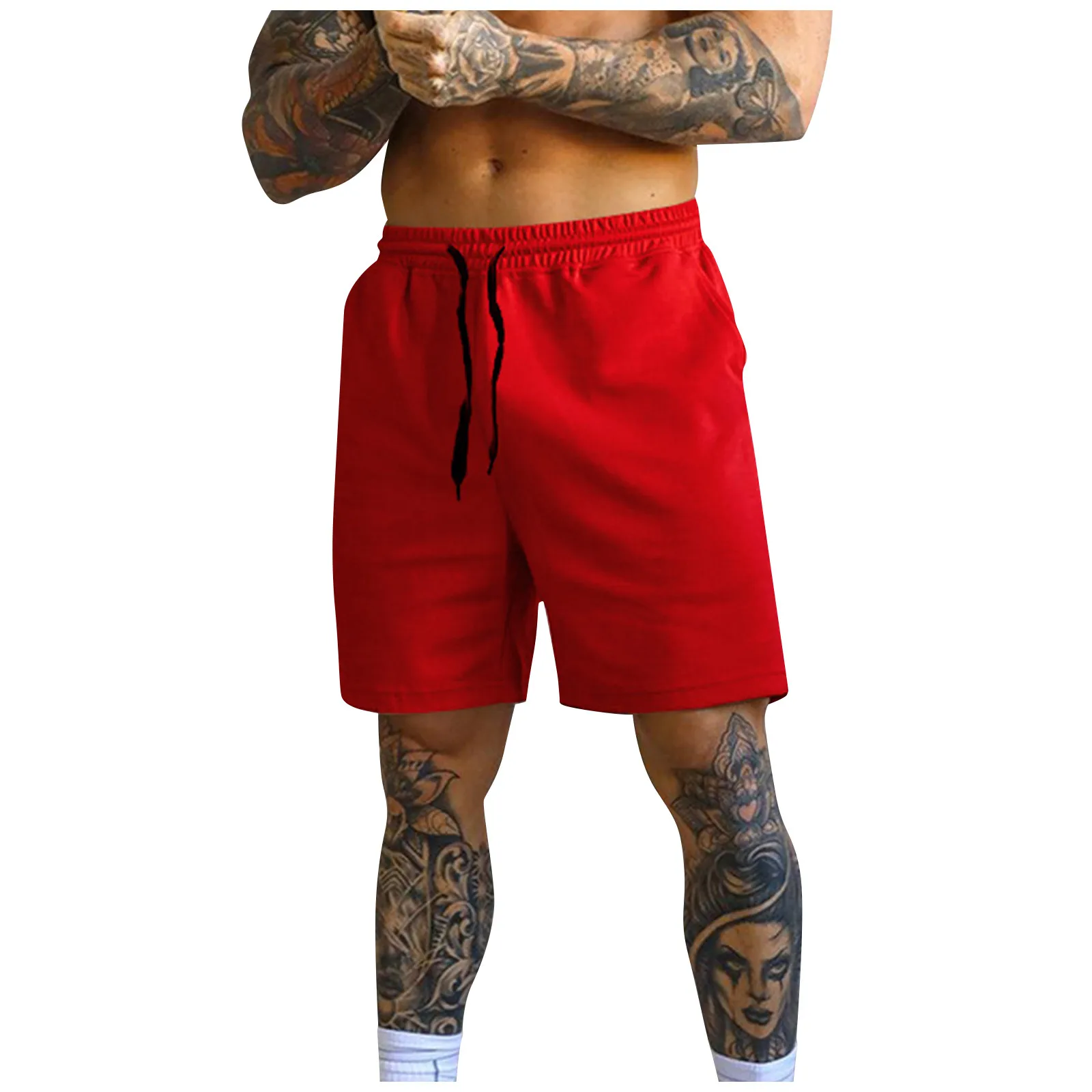 

Men's Summer Shorts Casual Solid Color Pants Outdoors Sports Drawstring Trouser Beach Pants Fashion Surfing Shorts