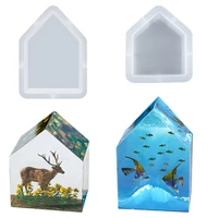 geometry house specimen diy crystal epoxy resin silicone mold three dimensional house ornaments desk lamp decor silicone mold