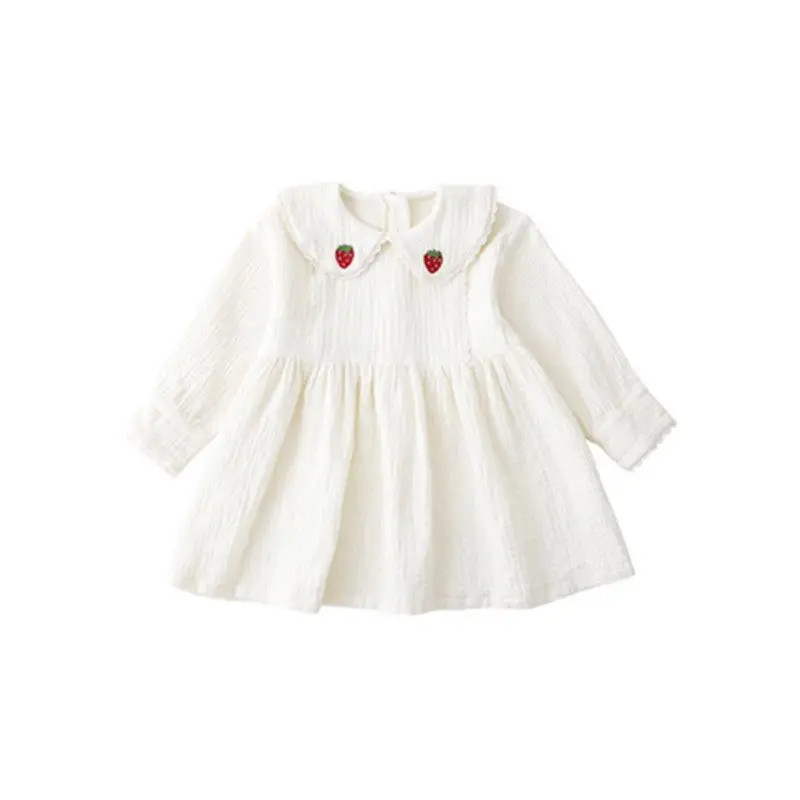 

Платье детское хлопковое с клубничным воротником, на день рождения