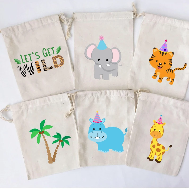 

5pcs candy gift bags safari jungle Woodland forest animal wild themed birthday party baby shower Children's day decoration favor