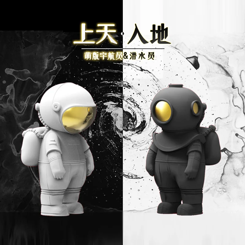 

Astronaut Resin Figurine Fashion Cosmonaut And Moon Sculpture Decoration Miniature Spaceman Statue Gifts Home Decor Accessories