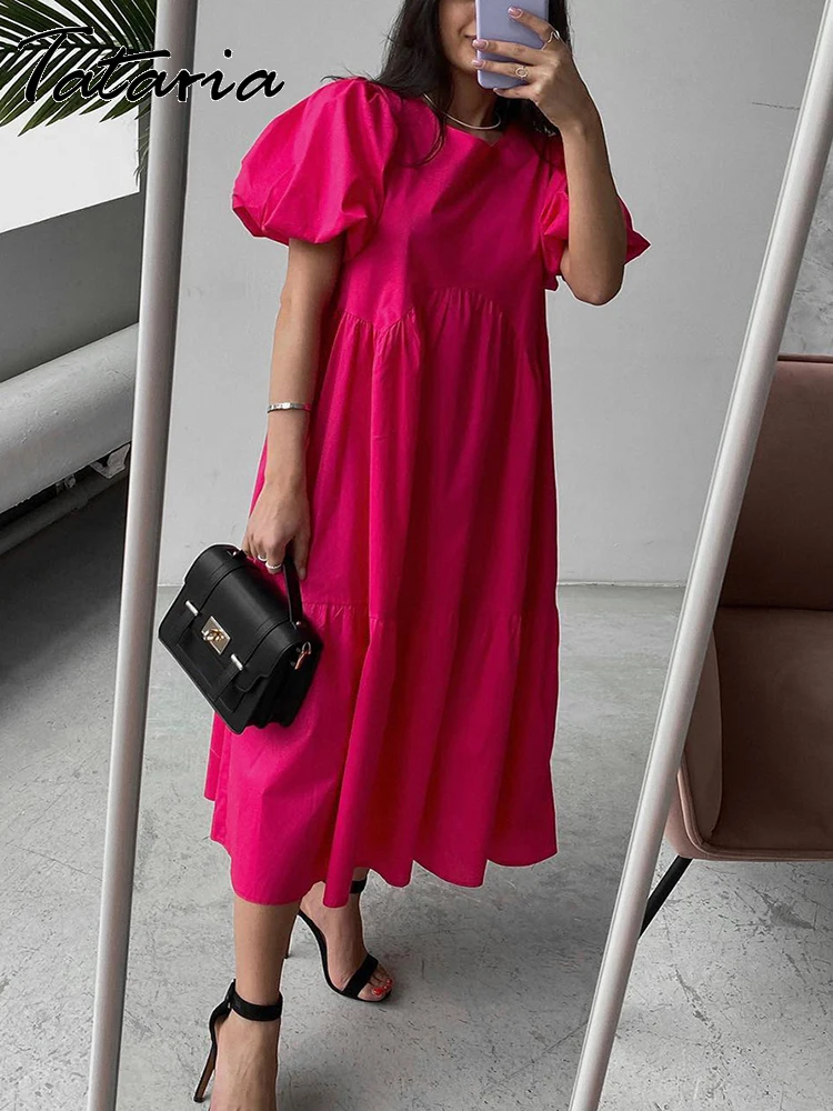 Фото Женское летнее платье макси из 100% чистого хлопка с круглым вырезом а-силуэта