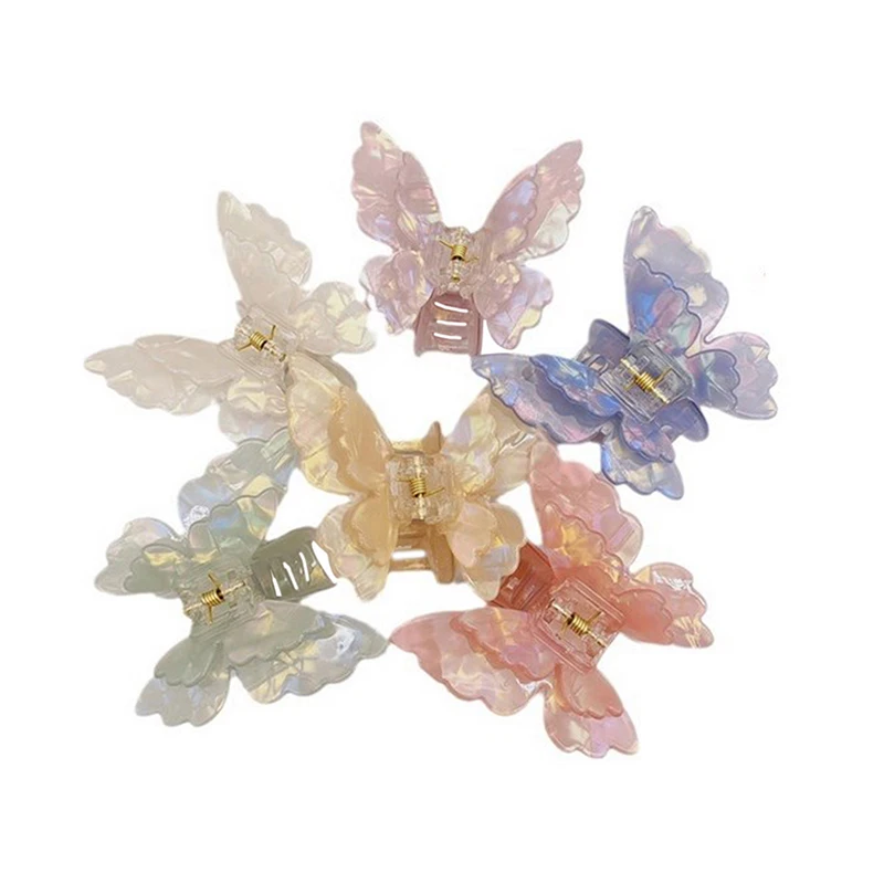 Заколка для волос в виде бабочки женская зажим из ацетата форме краба милая