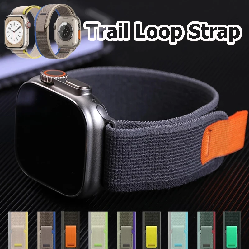 

Ремешок нейлоновый для Apple Watch Band 44 мм 45 мм 49 мм 40 мм 41 мм 42 мм 45 мм, браслет-петля для iWatch Series 8 7 6 5 3 Ultra