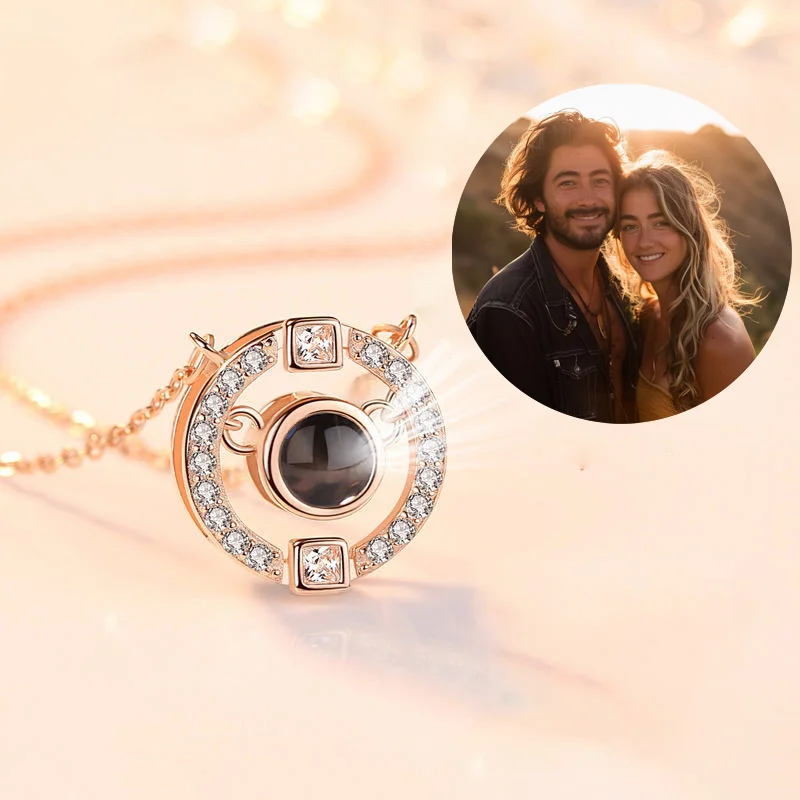 Ожерелье с проекцией под фото на заказ круглая медная подвеска из циркония