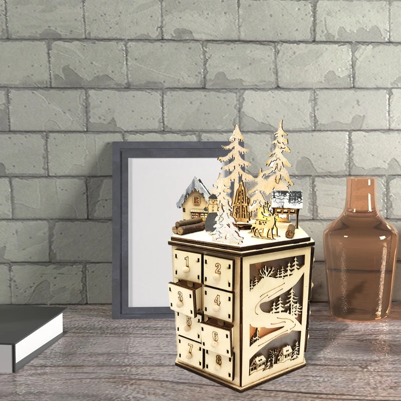 D0AD Рождественский деревянный календарь приключений с обратным отсчетом 24 ящика