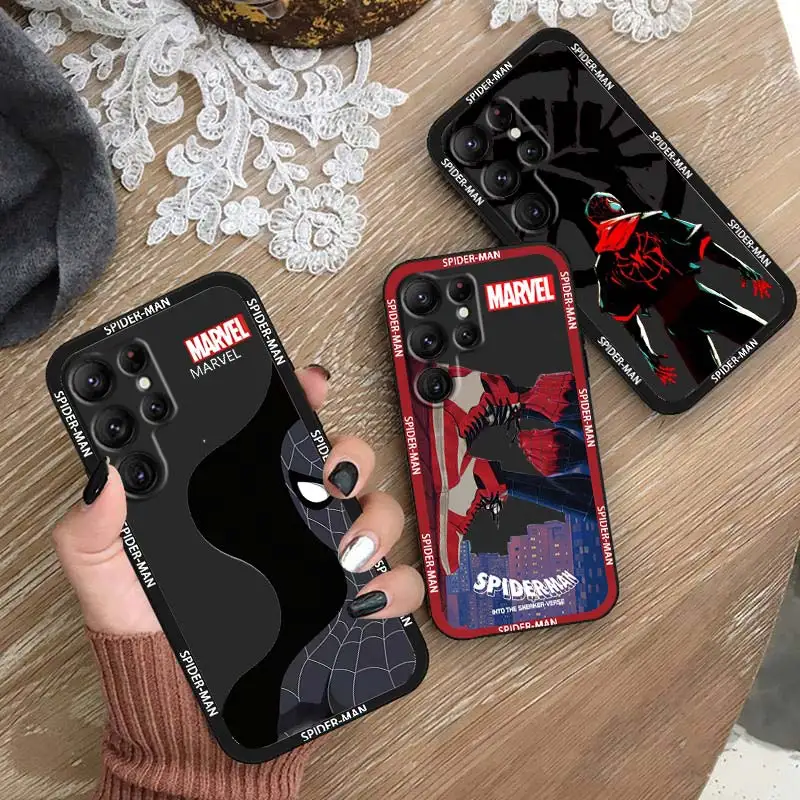 

Marvel Spiderman Superhero Phone Case For Samsung Galaxy S23 S22 S21 S20 FE Ultra Pro Lite S10 S9 S8 Plus S7 5G Black Cover