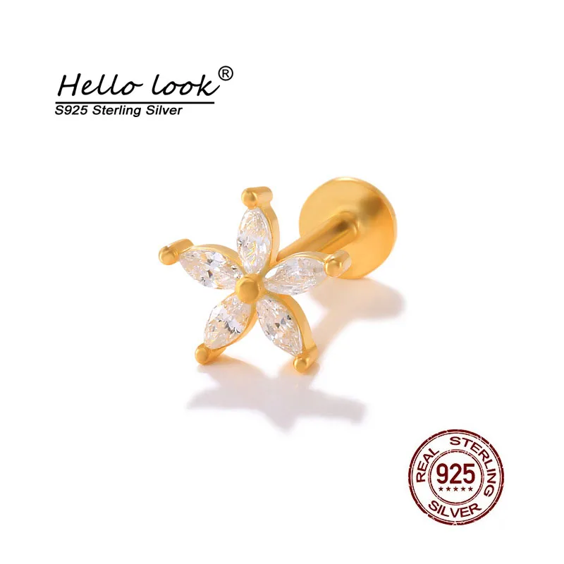 

Серьги-гвоздики для пирсинга хрящевой ткани козелка хрящевой ткани с цирконом HelloLook для девочек, серебро 925 пробы, серьги-гвоздики для пирси...