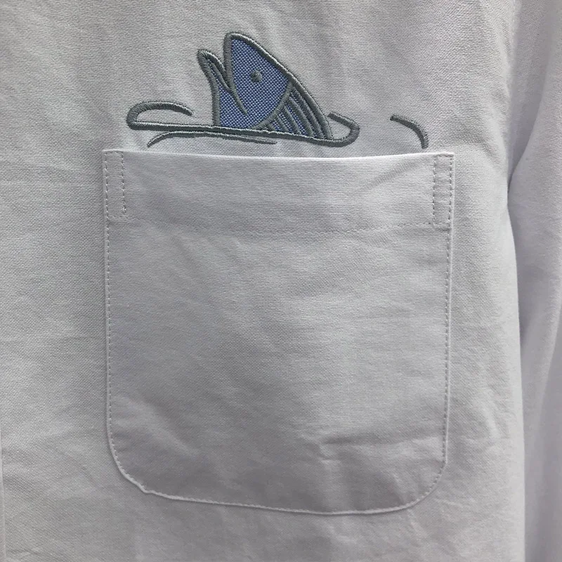 TB THOM Shirt Koi Embroidery Spring Autunm Fashion Brand Men's Shirt Oxford Cotton Shirt With Pocket Custom Wholesale TB Shirts
