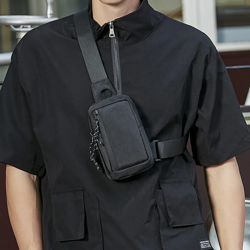

Male Fashion Canvas Phone 가슴가방 Bag Sling Small Bags Mini Purse Breast Shoulder Mobile Bags Men Bag Messenger Crossbody Pouch Boy