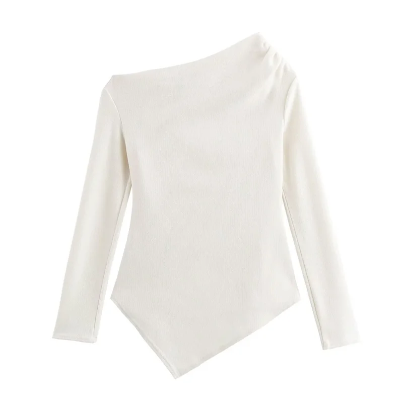 Женский Асимметричный трикотажный топ модный Повседневный пуловер без бретелек