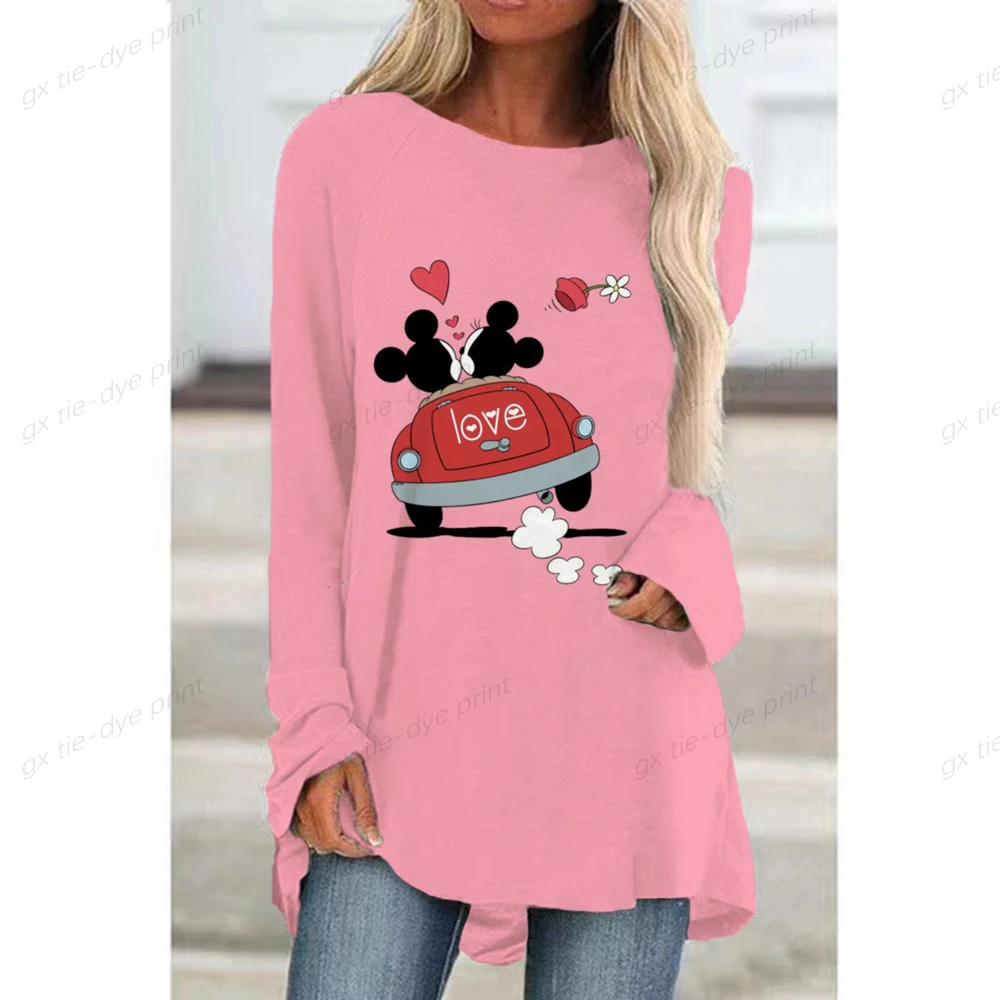 

Женская длинная футболка с длинным рукавом, с принтом Микки Мауса