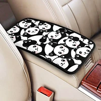lizhide cute panda auto center console armrest cover pad universal fit arm seat box protector decor accessorie car armrest cover