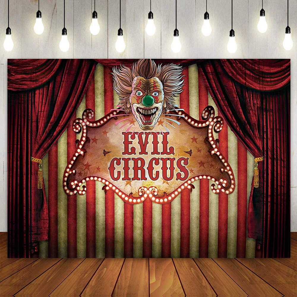 Halloween Evil Circus Backrop for Birthday Party Supplies Decorations Horrible Prom Photography Scary Carnival Banner Background