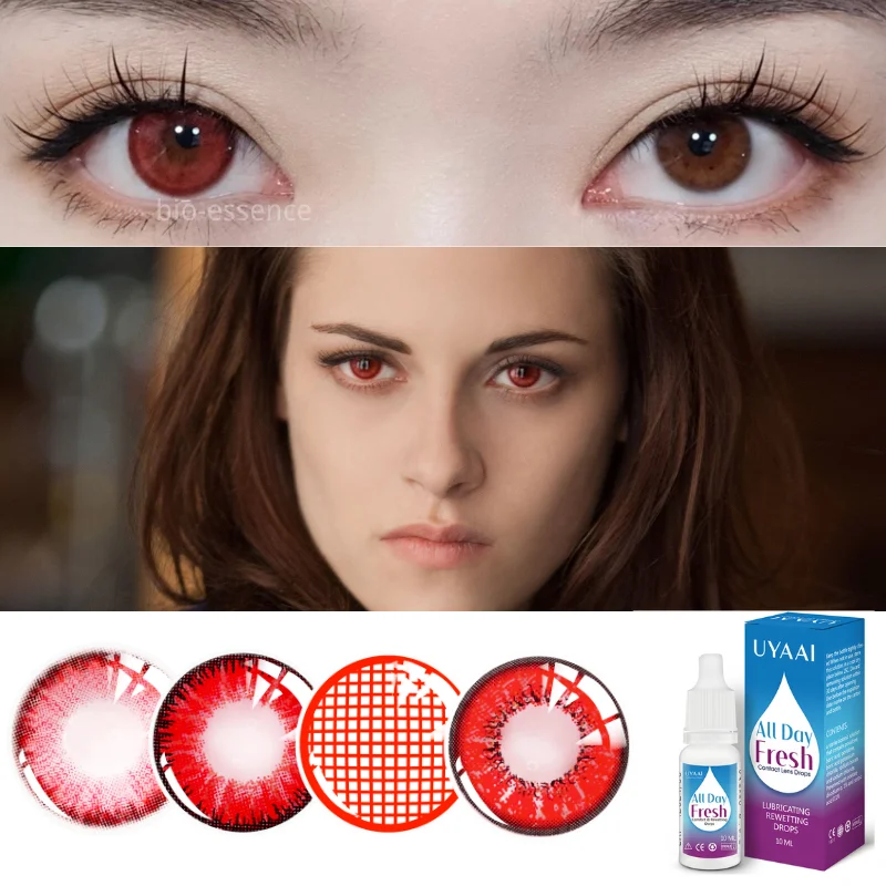 

Bio-essence 1 Pair Contact Lenses For Eyes Anime Lenses Red Eye Lenses Vampire Halloween Twilight Eyedrop 10ml Fashion Lenses