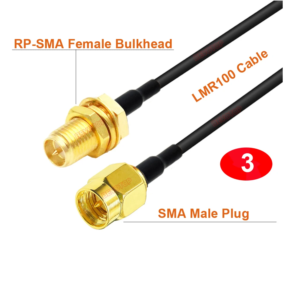 Кабель LMR100 SMA/RP-SMA Разъем папа-мама 50 Ом LMR-100 RF Коаксиальный косичка WIFI