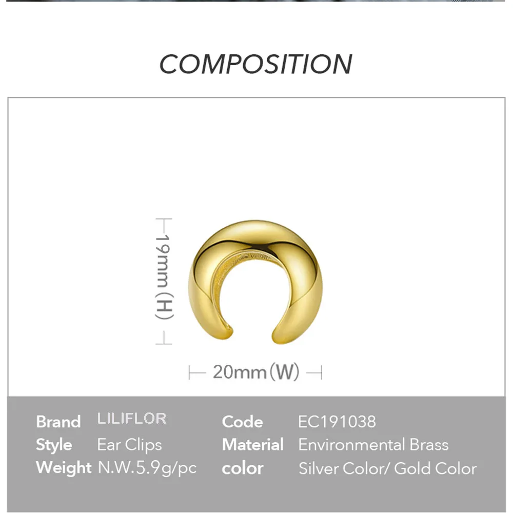 Серьги-клипсы LILIFLOR в стиле панк с большим шариком ювелирные украшения для ушей