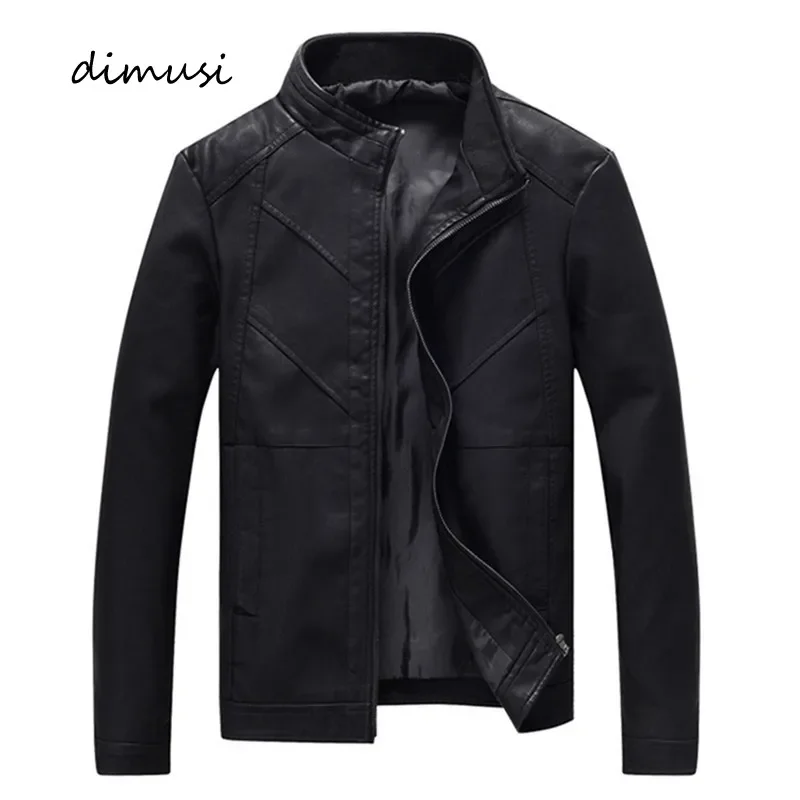 

NEW 2023 Autumn Winter Mens PU Leather Jackets Mens Solid Collar Motorcycle Coats Mens Faux Biker Leather Windbreaker Jackets