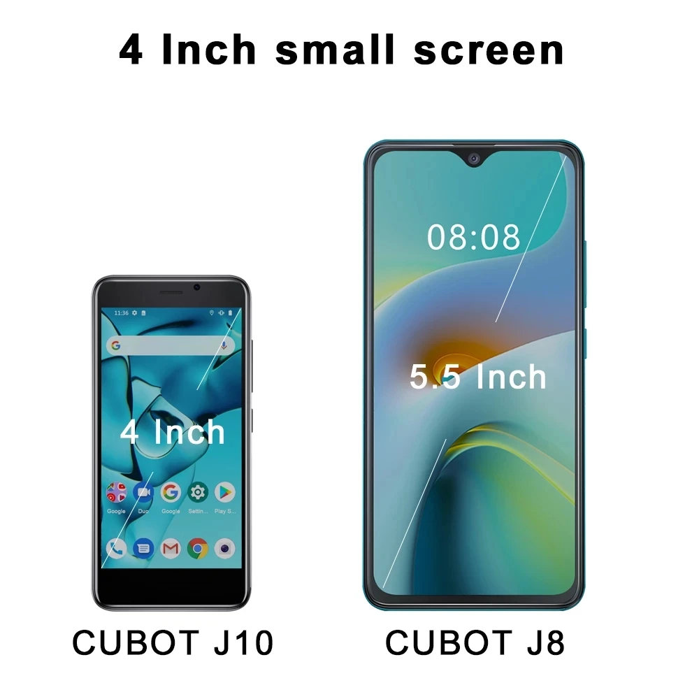 Cubot J10 Android 11 Smartphone 4 Inch Screen Mini Mobile Phone Quad Core 1GB+32GB Dual SIM 3G Phones Face ID 2350mAh 5MP Camera