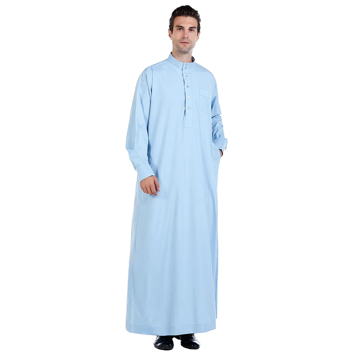 Abaya Muslim Dress Pakistan Islamic Clothing Mens Arab Robe Saudi Arabia Jubba Thobe Kleding Mannen Kaftan Oman Qamis Homme