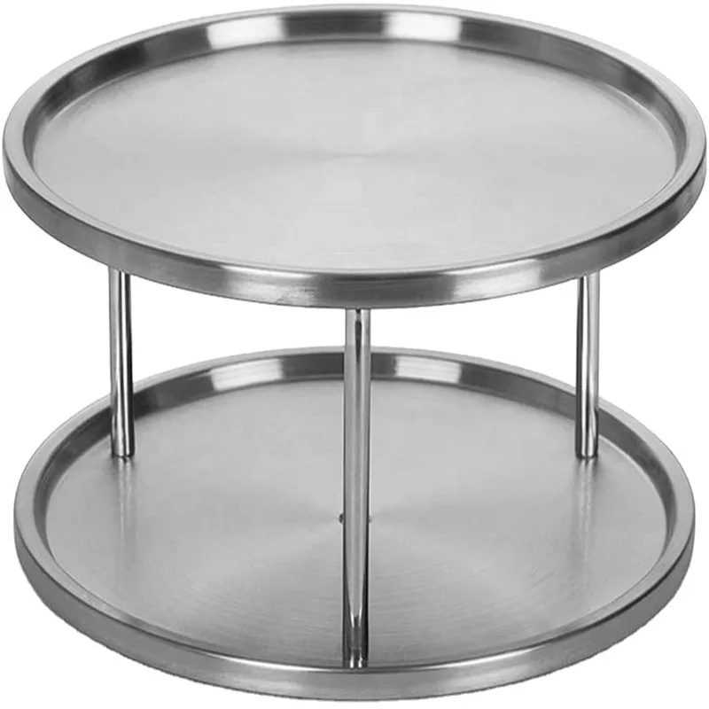 

Stainless Steel Lazy Susan Turntable Revolving Swivel Kitchen Worktop Shelf Organizer Tabletop Stand Spice Rack
