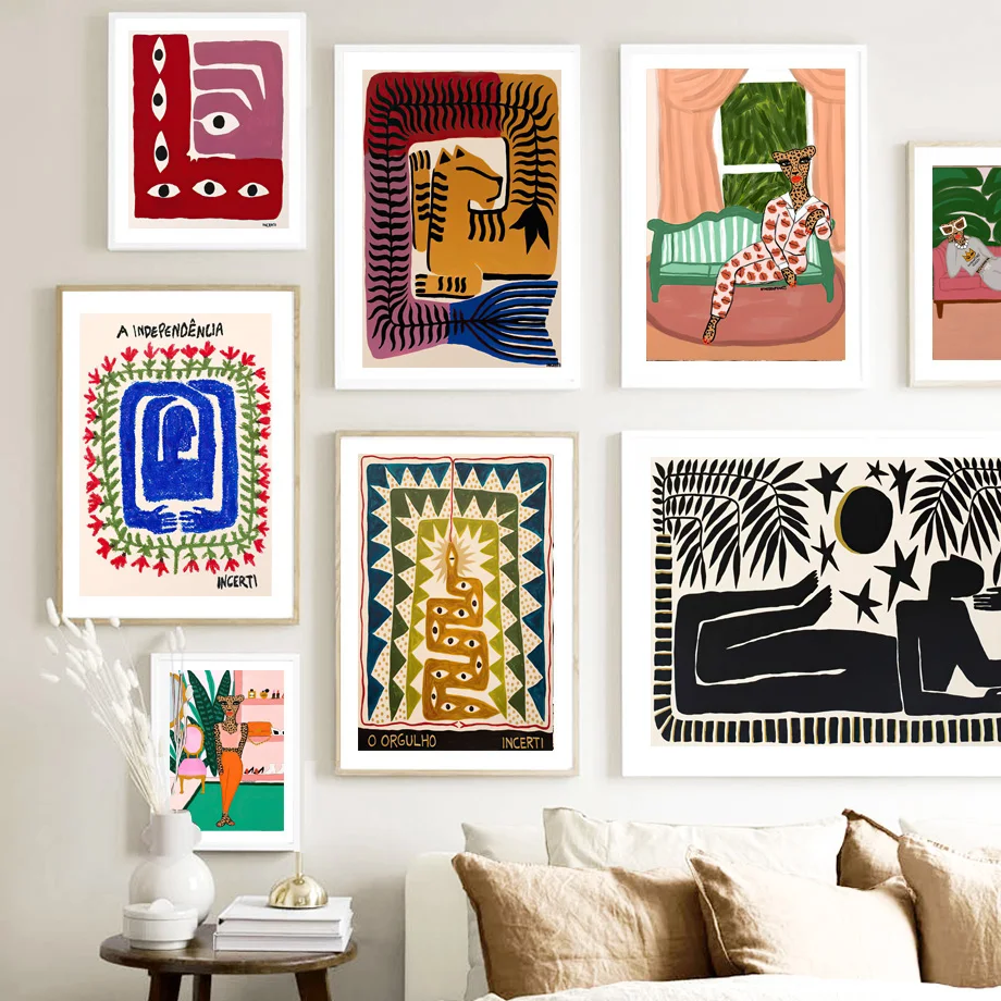 

Ancient Egypt Colorful Abstract Nordic Poster Snake Leopard Woman Wall Art Print Canvas Painting Decor Pictures For Living Room