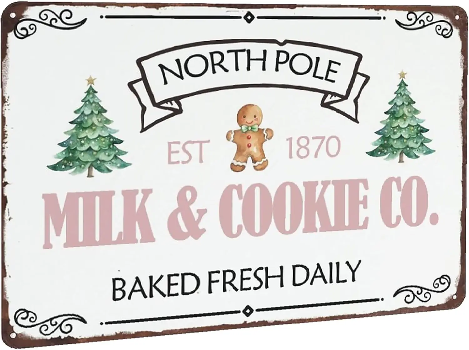 

Металлическая жестяная вывеска North Pole Milk & Cookie Co, забавная рождественская запеченная винтажная жестяная вывеска для дома, кухни, магазина, кафе, Restauran