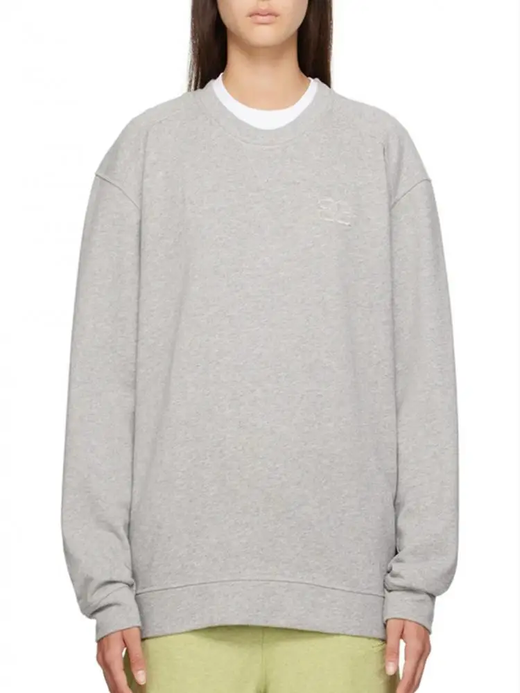 

Ladies O-Neck Loose Casual Pullover 2023 New Women Butterfly Logo Grey or Black Sweatshirt Long Sleeve Tops Autumn