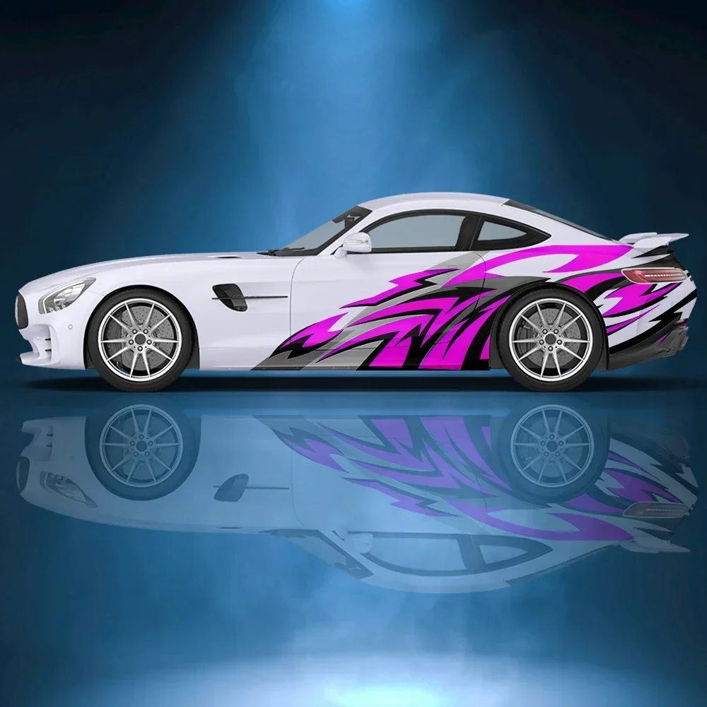 АБСТРАКТНЫЕ ПОЛОСЫ с пламенем автомобильная боковая наклейка виниловая бумага