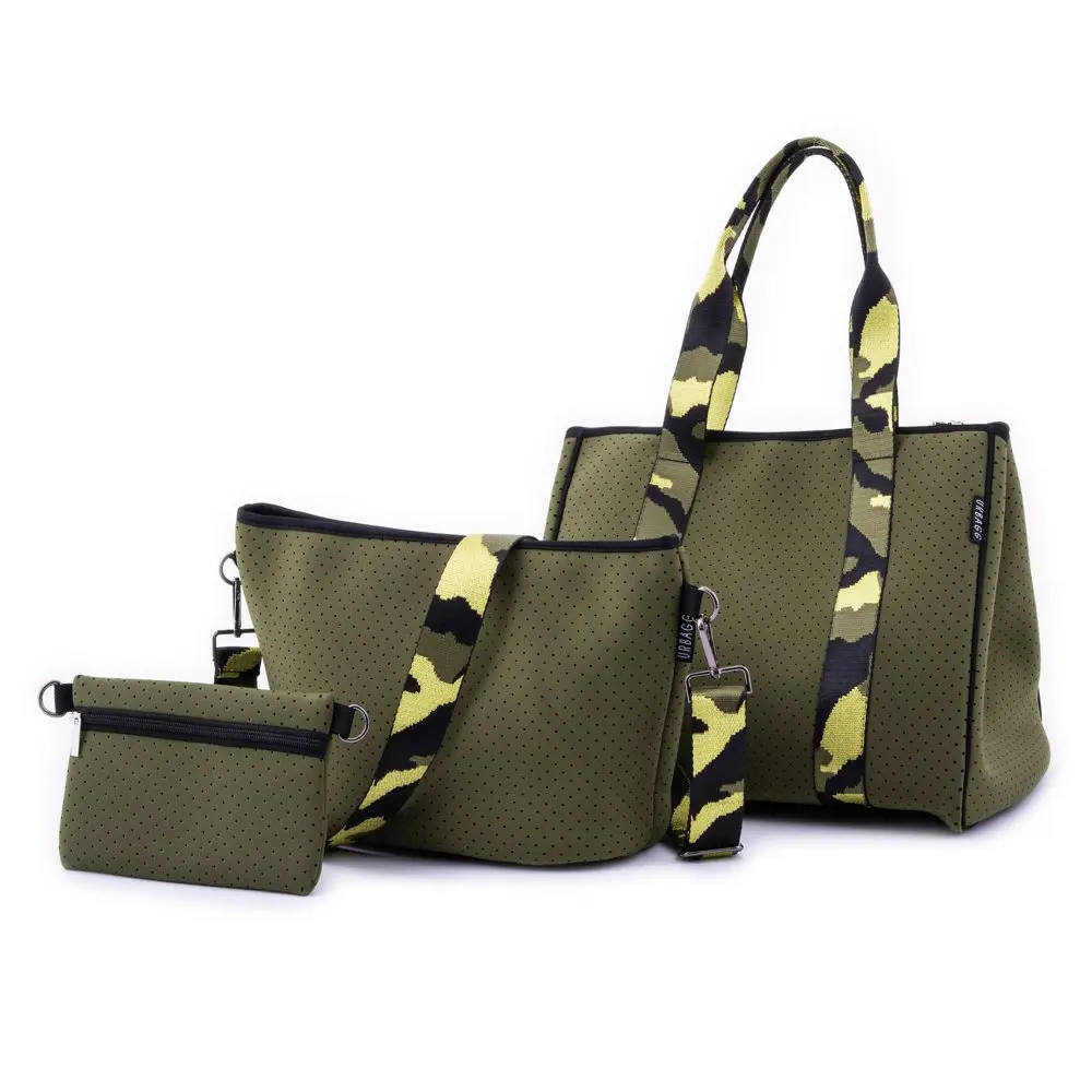 

Неопреновая сумка-тоут и сумка через плечо для женщин, пляжная сумка на молнии, Повседневная сумка, косметичка и Камуфляжный ремешок