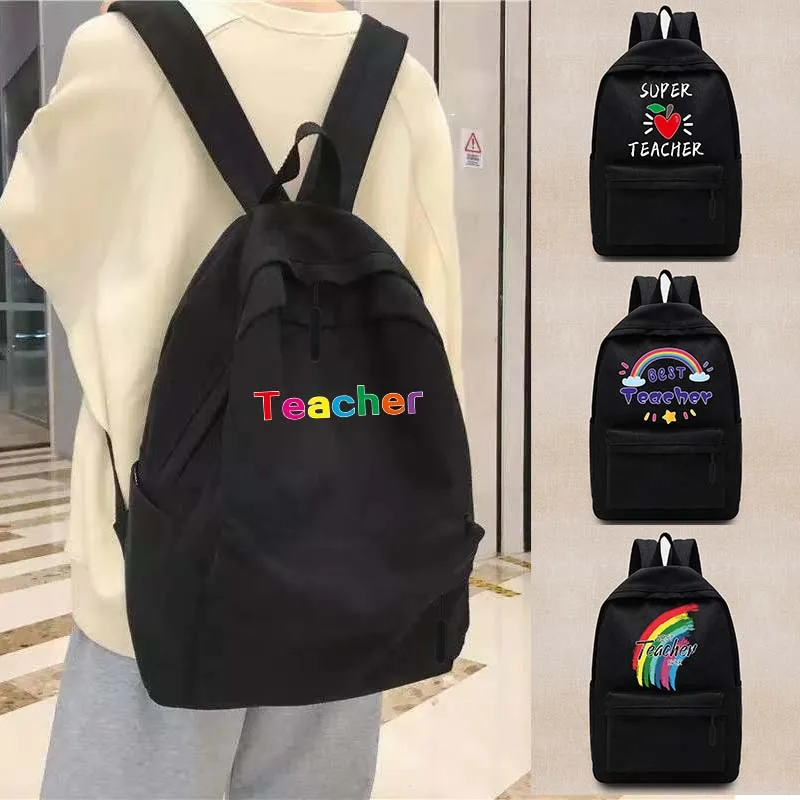 

Unisex Backpacks Teen College School Bag New Casual Women's Backpack Teacher Pattern Shoulder Laptop Bags Canvas Sport Knapsack