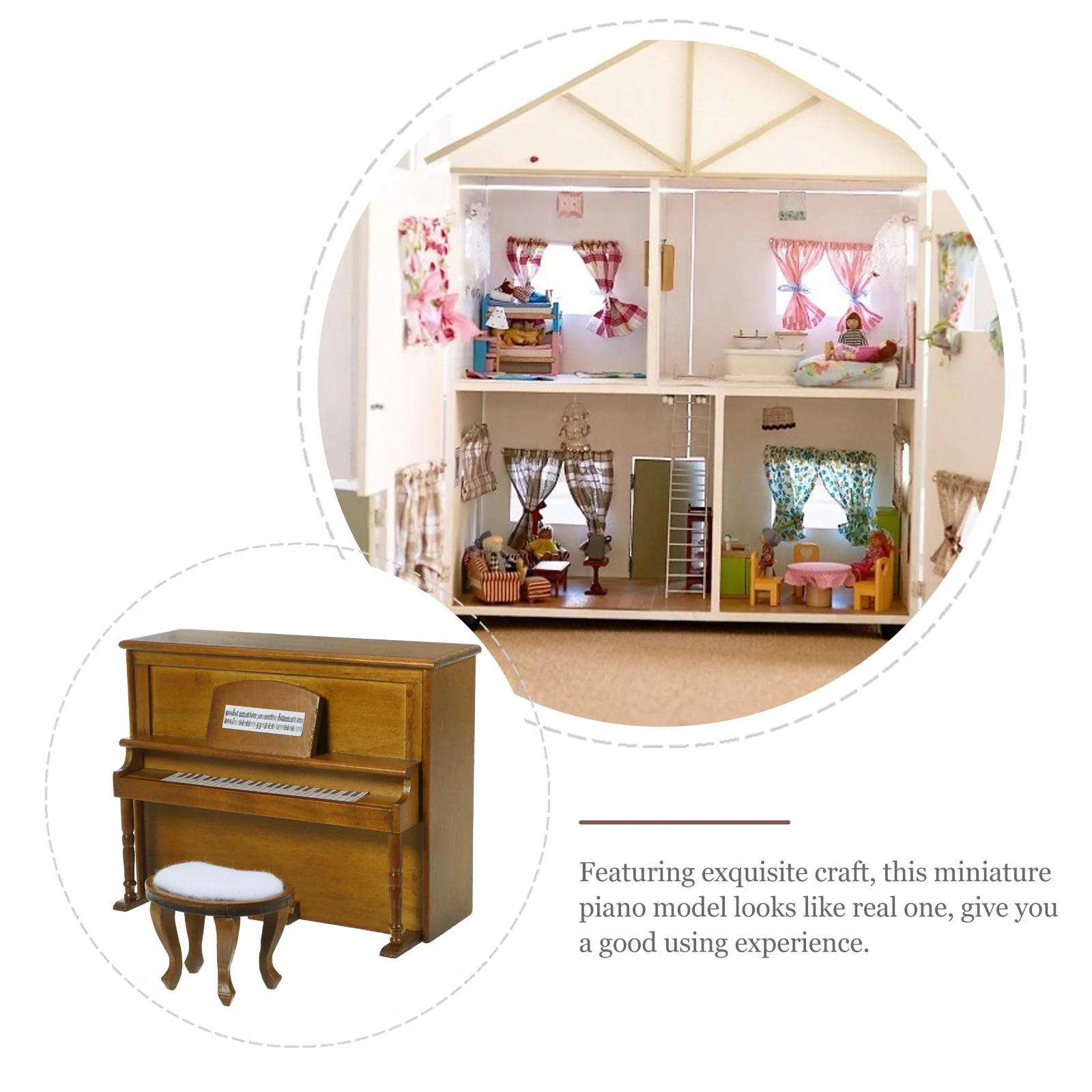 Кукольный домик мини-модель мебели вертикальное пианино и скамейка набор