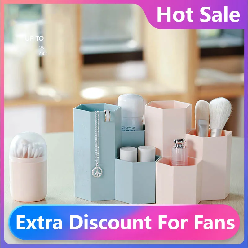 

Контейнер для косметических кистей с 3 отделениями, настольный органайзер, держатель для косметики и лака для макияжа, инструменты для косм...