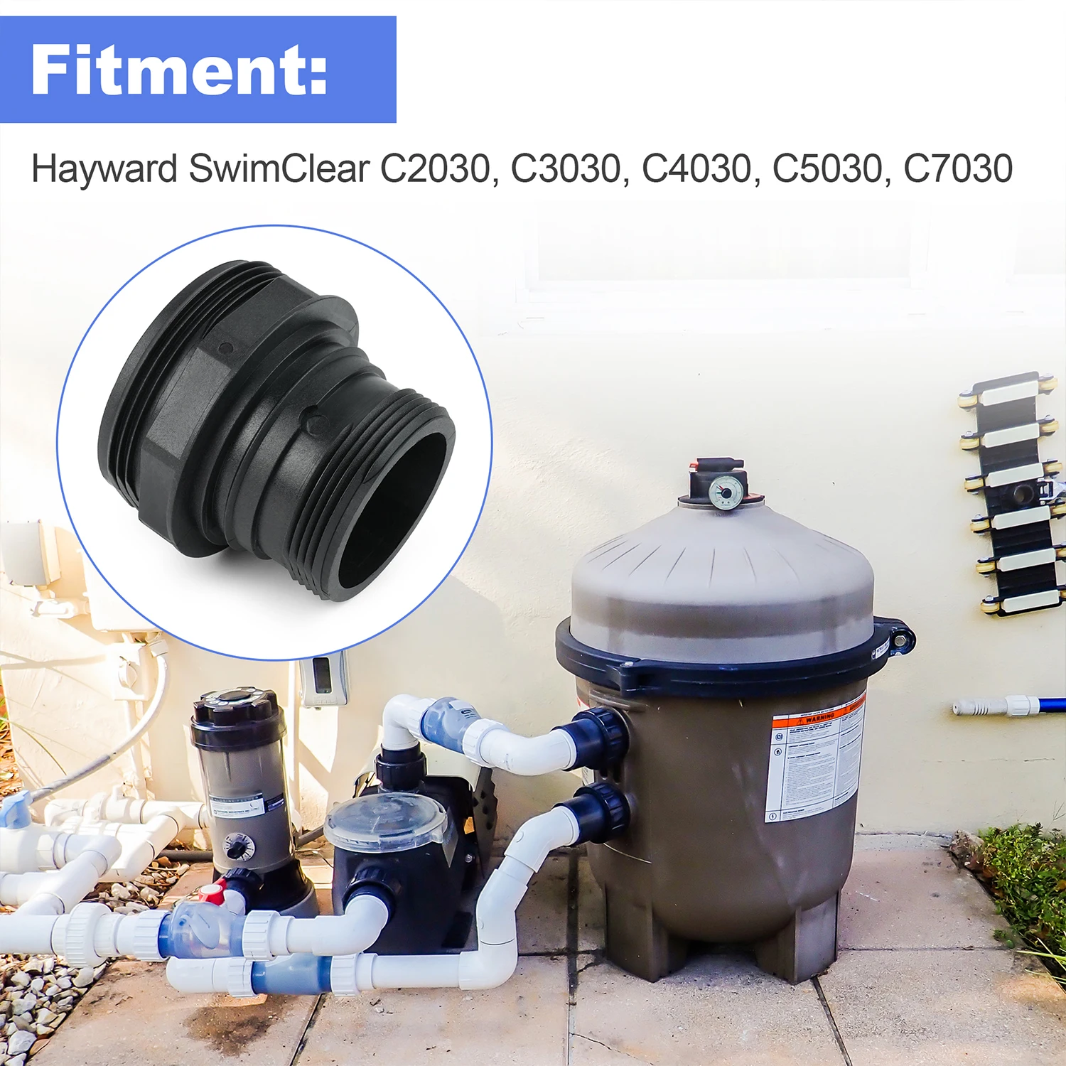 Фото Для фильтра для бассейна Hayward SwimClear, переборка CX3035F от 2 до 2-1/2 дюйма для моделей C2030-C7030 №5